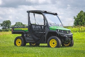 John Deere Gator XUV 835 Winch Mounting Plate - Rough Country - Bolt-On, Dual Bolt Pattern, 3/16 in Steel - Black